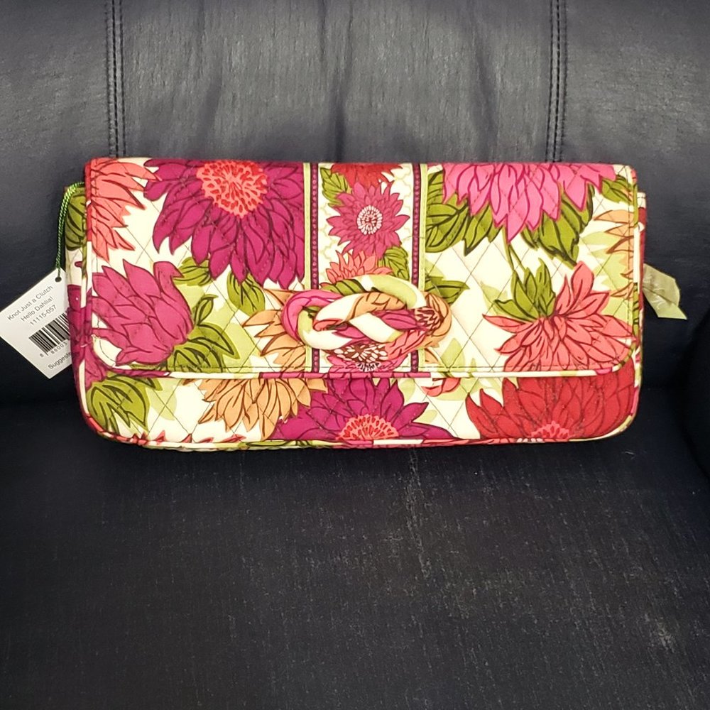 Vera Bradley Floral Quilted Clutch in Pink, Magenta, Green and Cream- NWOT